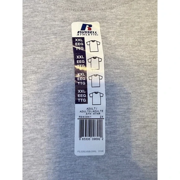 Russell Athletic T-Shirt Mens XXL Grey Short Sleeve Crewneck New - Picture 3 of 8
